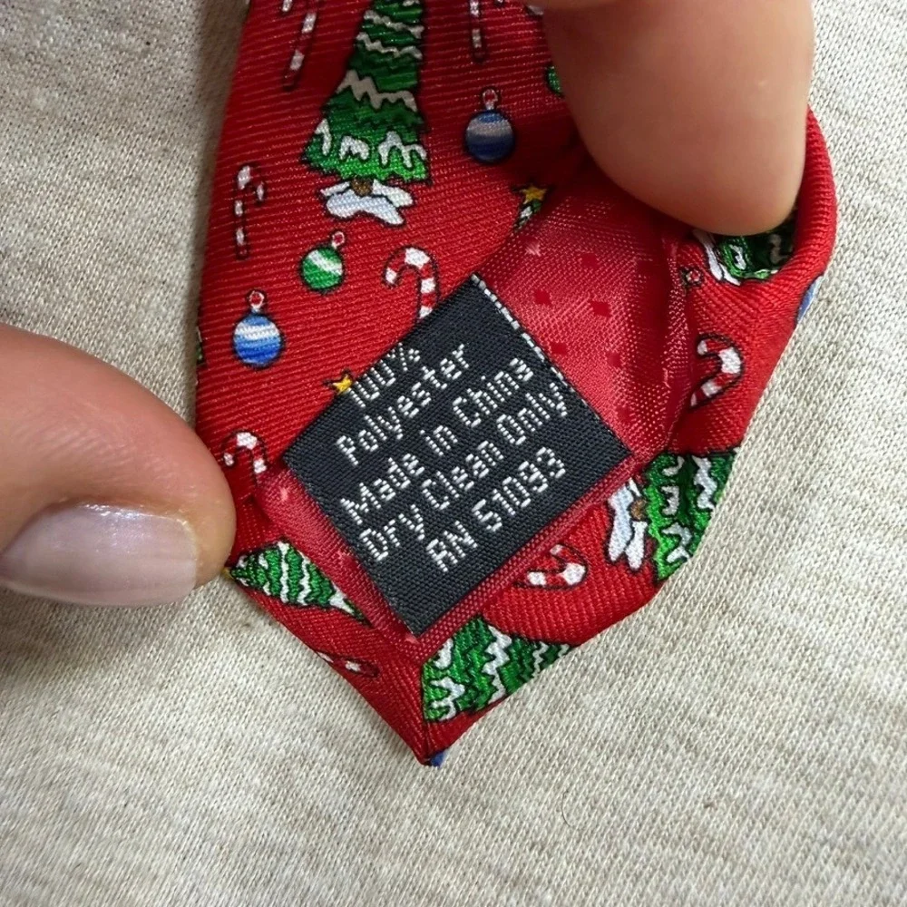 Holiday Traditions Necktie‎ Men OS Red Excellent Christmas Tree Candy Cane